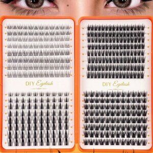 400 PCS DIY Cluster Lashes Bundle GLUE INCLUDED Natural Wispy Lash Extensions